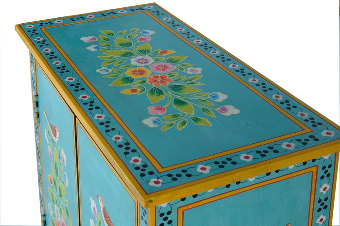 GINER Y COLOMER Mueble de madera de mango color turquesa